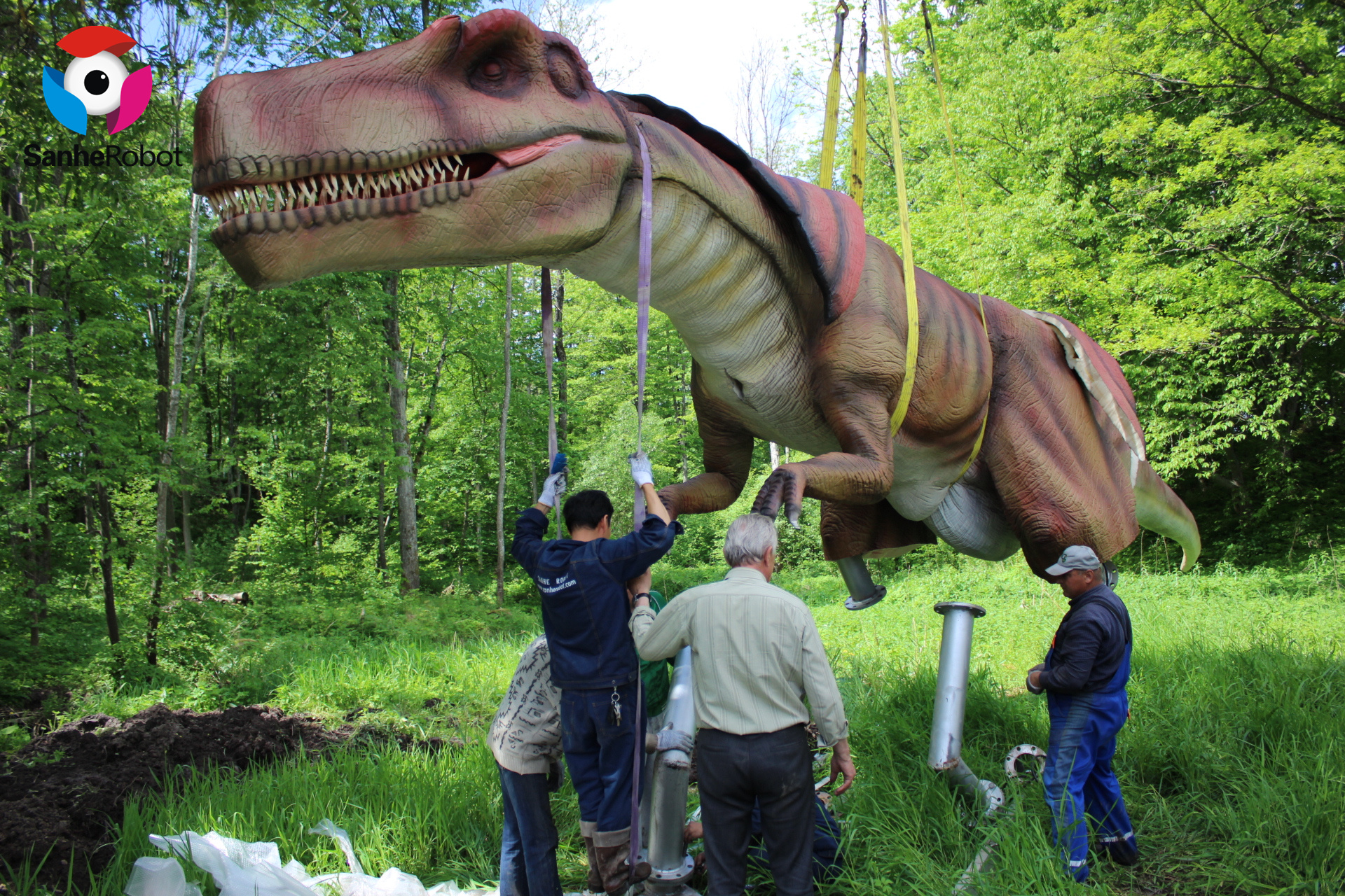 一只8米以上的大型仿真恐龙是如何安装的呢？